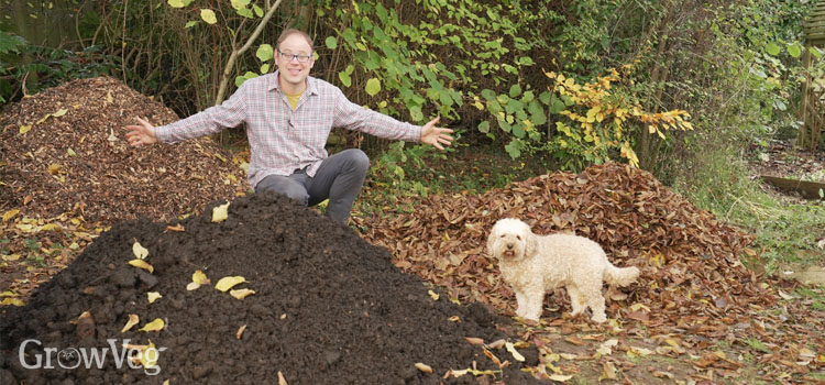 Ben, Rosie, woodchips, manure and leaves