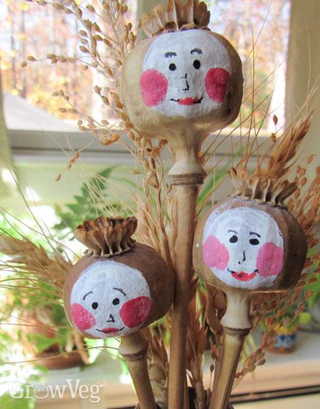 Decorated poppy seedheads