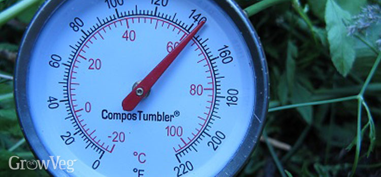 A high temperature in the compost tumbler