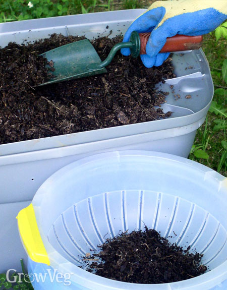 Compost about to be sifted