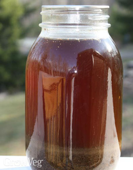 A quart batch of homemade fertiliser