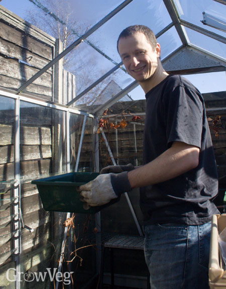 Jeremy in his greenhouse