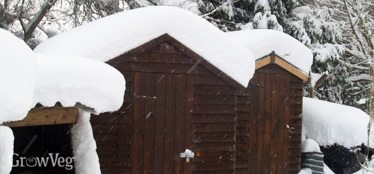 Heavy snowfall on sheds
