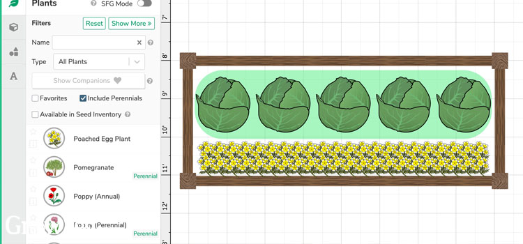 Poached egg plant in the Garden Planner