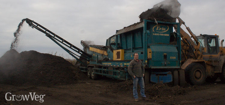 The huge industrial shredder used at The Compost Shop to crush recycled green waste
