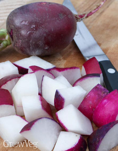 Big fall-grown radishes are perfect for roasting