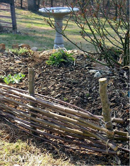 Willow and hazel stick hurdles for the vegetable garden