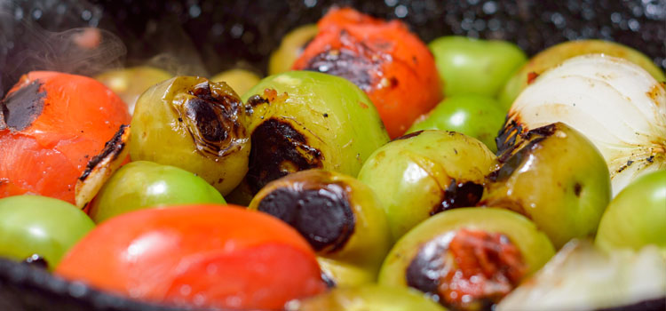 Roasting tomatillos