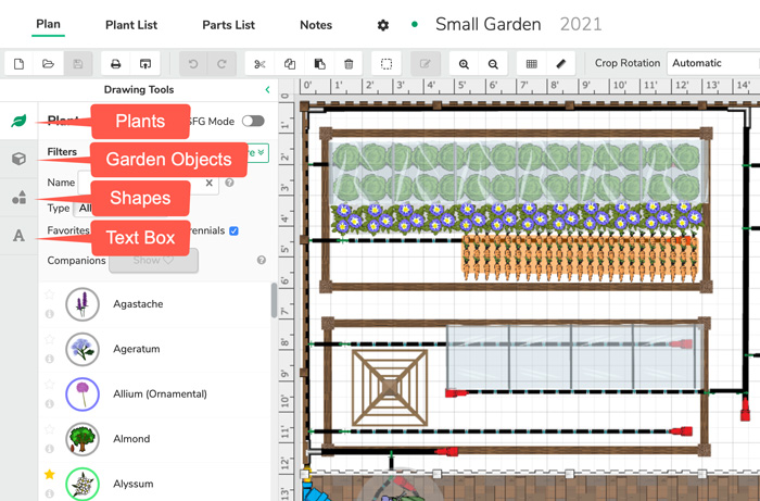 selecting plants to add to your plan